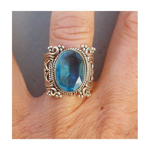 Silber ring mit blauen Topas, 17.5 oder 19 mm