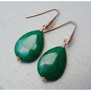 Ohrringe mit glatten Smaragd grüner Jade briolet