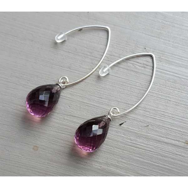 Silver earrings with Amethyst quartz briolet