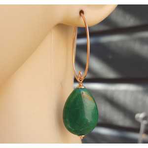 Oorbellen met gladde groene Jade