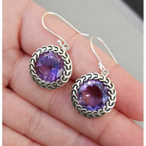 Silber-Ohrringe mit rundem Amethyst