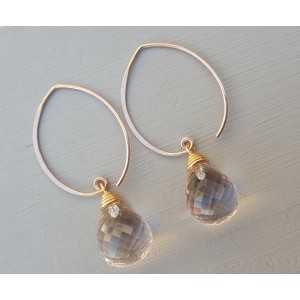 Earrings with a big Honey Topaz briolet