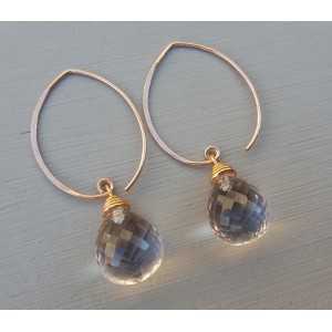 Earrings with a big Honey Topaz briolet