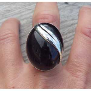 Silver ring with large oval Amethyst size 18.5 mm 