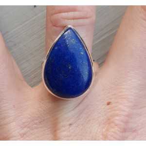 Zilveren ring met druppelvormige Lapis Lazuli maat 17.3