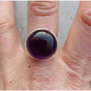 Silber ring-rund cabochon-cut Amethyst 18 mm