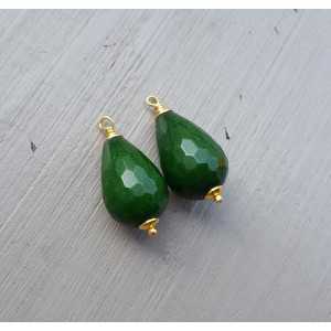 Gold plated loose pendant set with green Jade