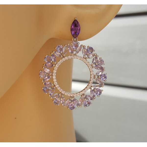 Silver earrings set with Amethyst and Tanzaniet