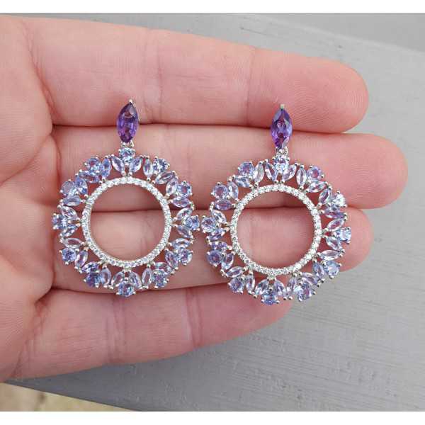 Silber Ohrringe set mit Amethyst und Tanzaniet