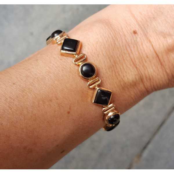 Gold plated bracelet set with black Onyxen