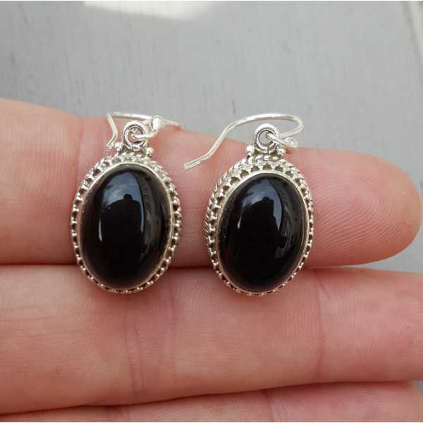 Silber Ohrringe oval cabochon Onyx in jeder Umgebung