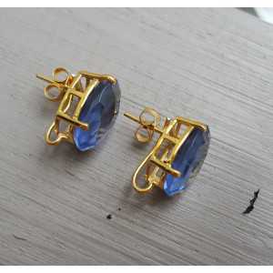Vergoldete oorknoppen set mit Ioliet blau Quarz