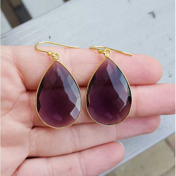 Vergoldete Ohrringe set mit Amethyst facettiert