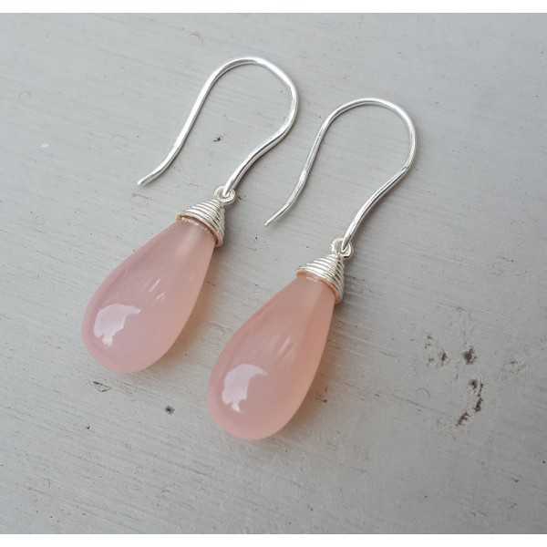 Silber Ohrringe mit rosa Chalcedon Ohrringe