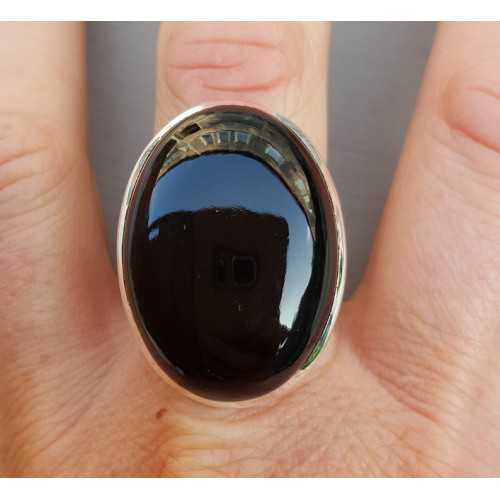 Silber Ring Besetzt Mit Grossen Ovalen Onyx Schwarz 18 Mm Ring Maat Ring Maat 17 3 Mm T M 18 Mm