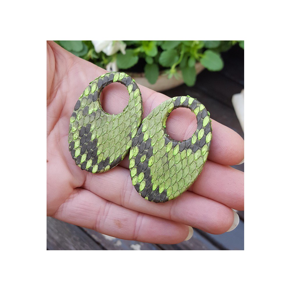 Creole Ohrringe set mit ovalem Anhänger von green Snakeskin