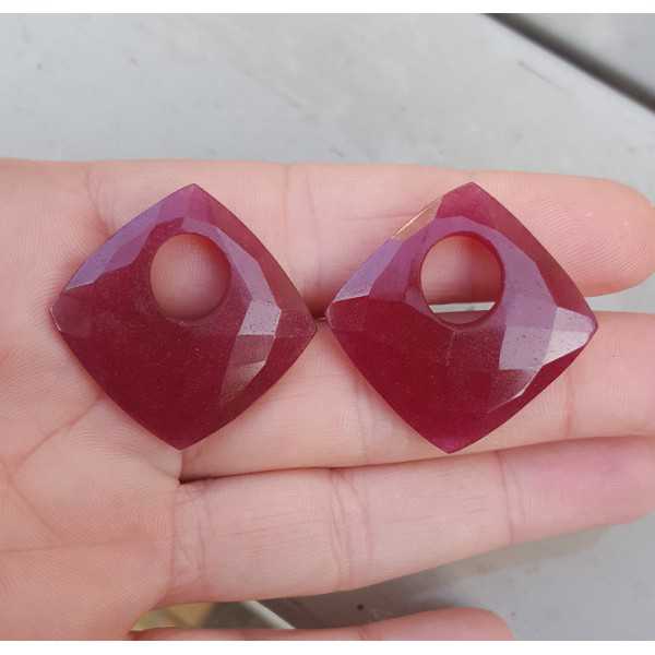 Creole Anhänger-set square Ruby