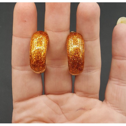 Gold breit orange Glitzer-Kreolen