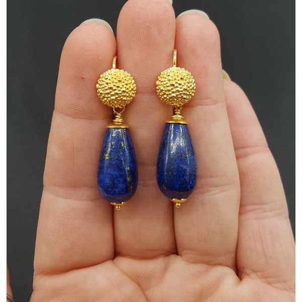 ga winkelen Het koud krijgen Huiskamer Goud vergulde oorbellen met Lapis Lazuli briolet