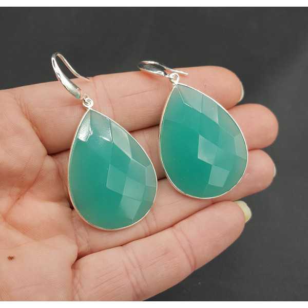 Silber Ohrringe mit große aqua Chalcedon