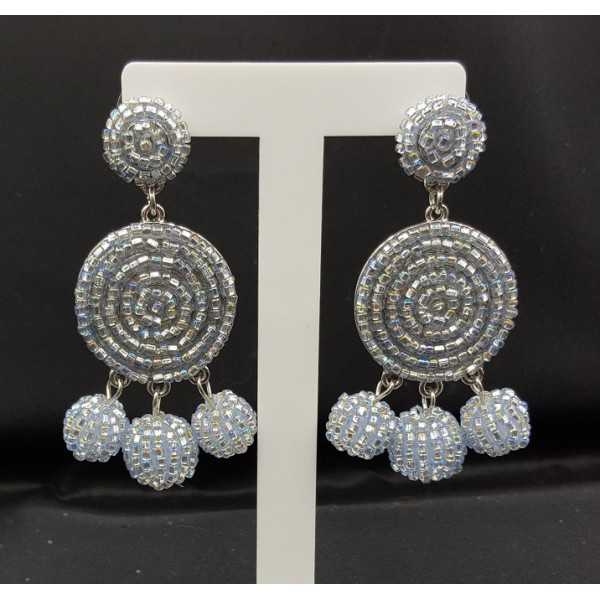Beaded bead earrings silver