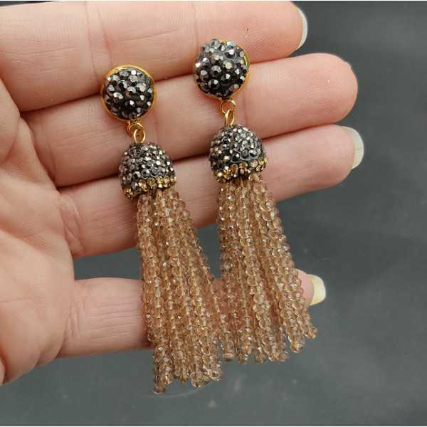 Tassel earrings with champagne colored crystals