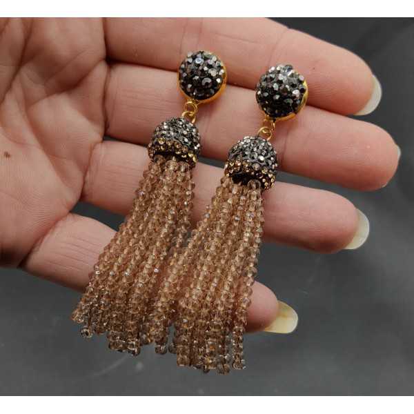 Tassel earrings with champagne colored crystals