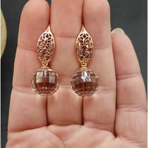 Earrings with large round Honey Topaz