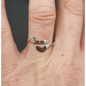 Silver ring love adjustable
