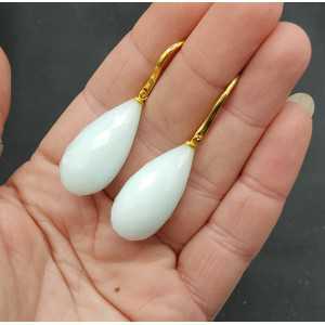 Gold plated earrings with white Chalcedony drop