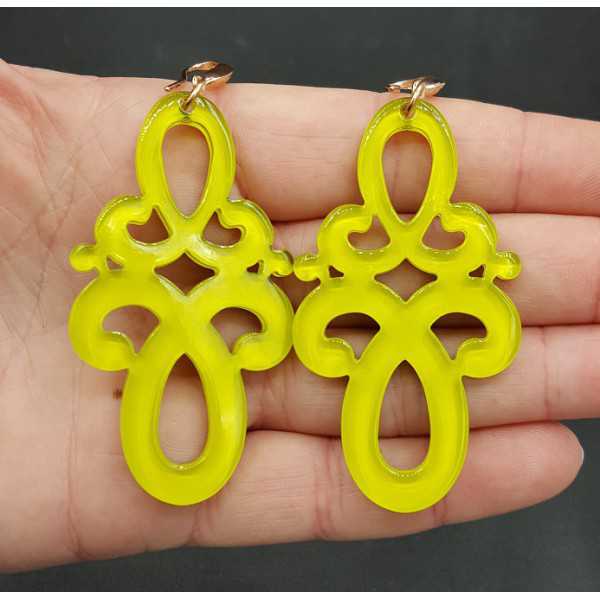 Earrings with resin pendant