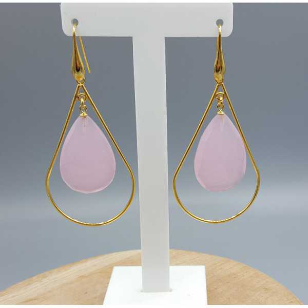 Vergoldete Ohrringe mit pink Chalcedon briolet