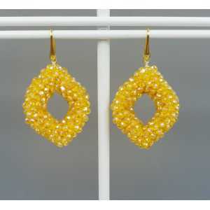 Gold plated blackberry earrings yellow crystals