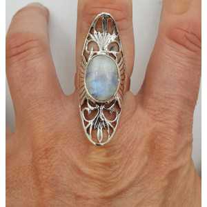 Silver ring with Moonstone in open worked setting 18 mm