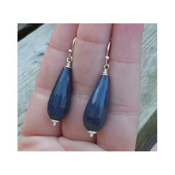 Ohrringe mit dunkel blau Jade briolet