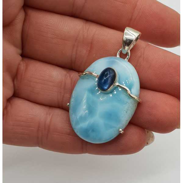 Silber Anhänger mit Larimar und Kyanit