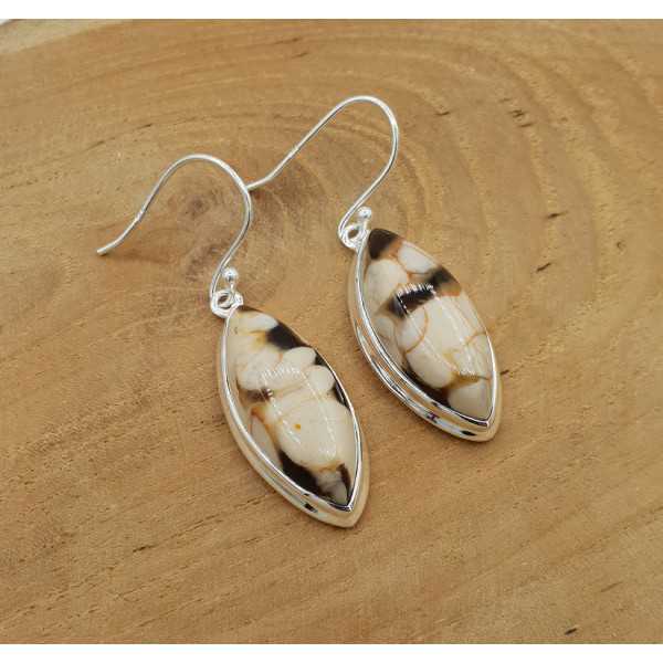 Silber Ohrringe mit marquise Peanut Holz Jasper