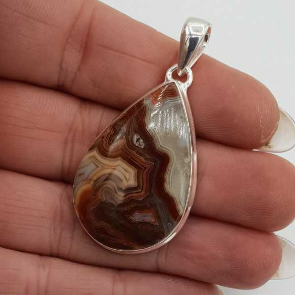 Silver pendant set with Laguna Lace Agate