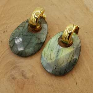Creoles with oval Labradorite pendant