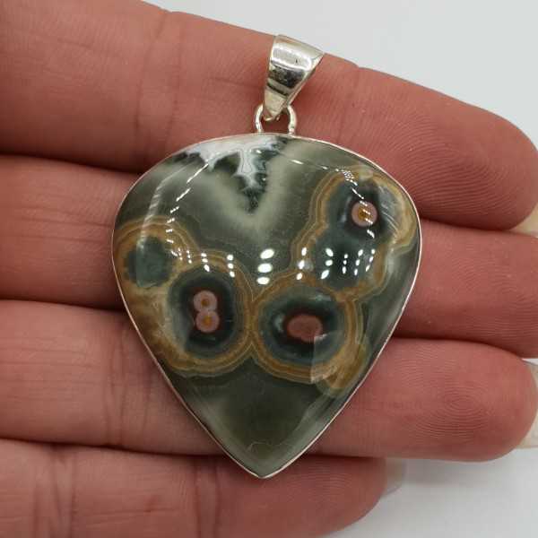 Silver pendant set with Ocean Jasper