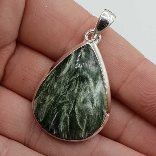 Silver pendant teardrop cabochon Seraphiniet