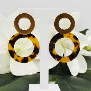 Gold plated earrings with open resin ring
