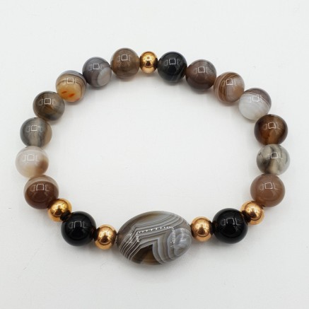 Armband aus grauem Achat und Botswana-Achat