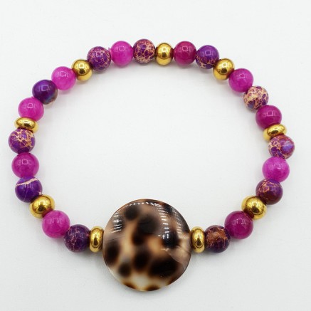 Armband fuchsia-pink-Jade und Sediment Jasper