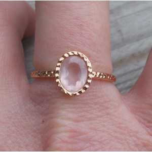 Gold-plated ring set with rose quartz 18 mm