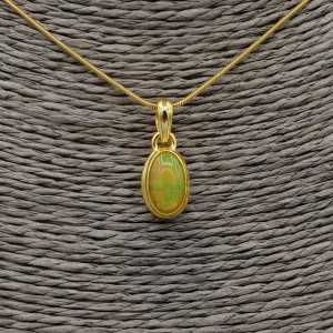 Gold plated necklace with pendant set with oval Etiopische Opal