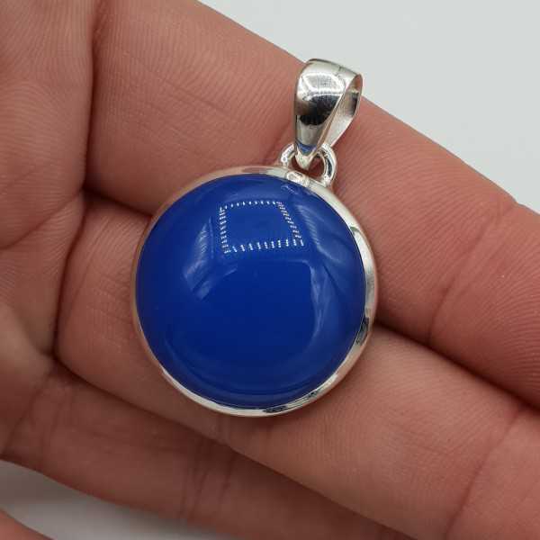 Anhänger aus Silber Runder blauer Chalcedon