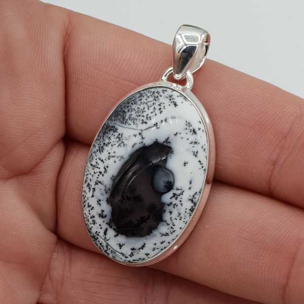 Silber Anhänger cabochon oval Dendriten Opal