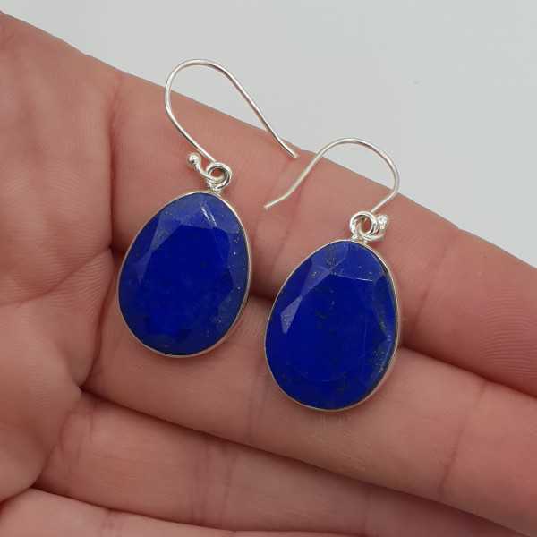 Silber Ohrringe mit Facette schneiden Lapis Lazuli