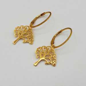 Gold plated earrings with tree of life pendant